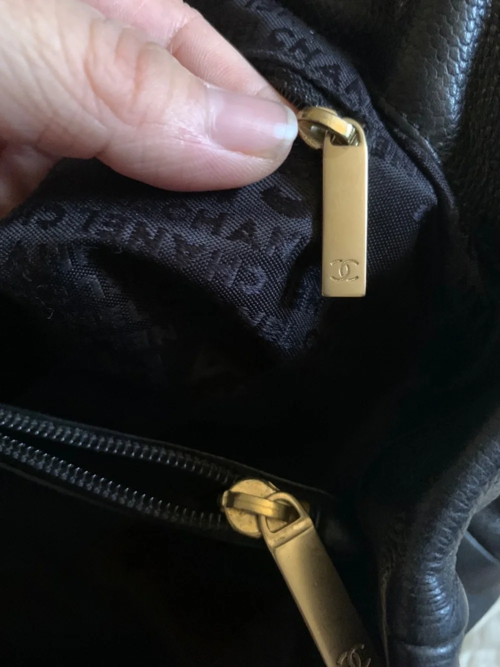 Vintage Chanel Y2K Black Caviar Skin Coco Mark East-West Handbag